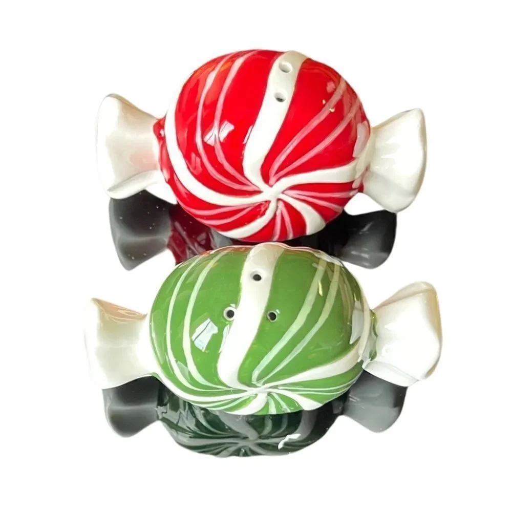 TAG Holiday Candy Peppermint Twist Salt & Pepper Set of 2 Red & Green NIB